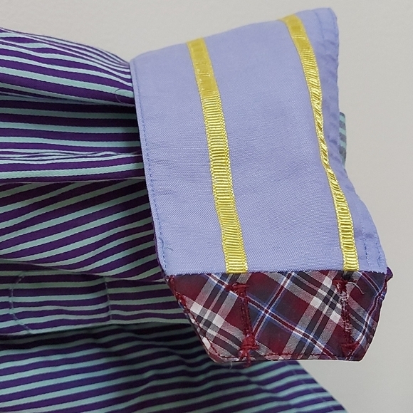 Robert Graham Mint/Purple Striped Long Sleeve Button Down Shirt Size L - Picture 7 of 9